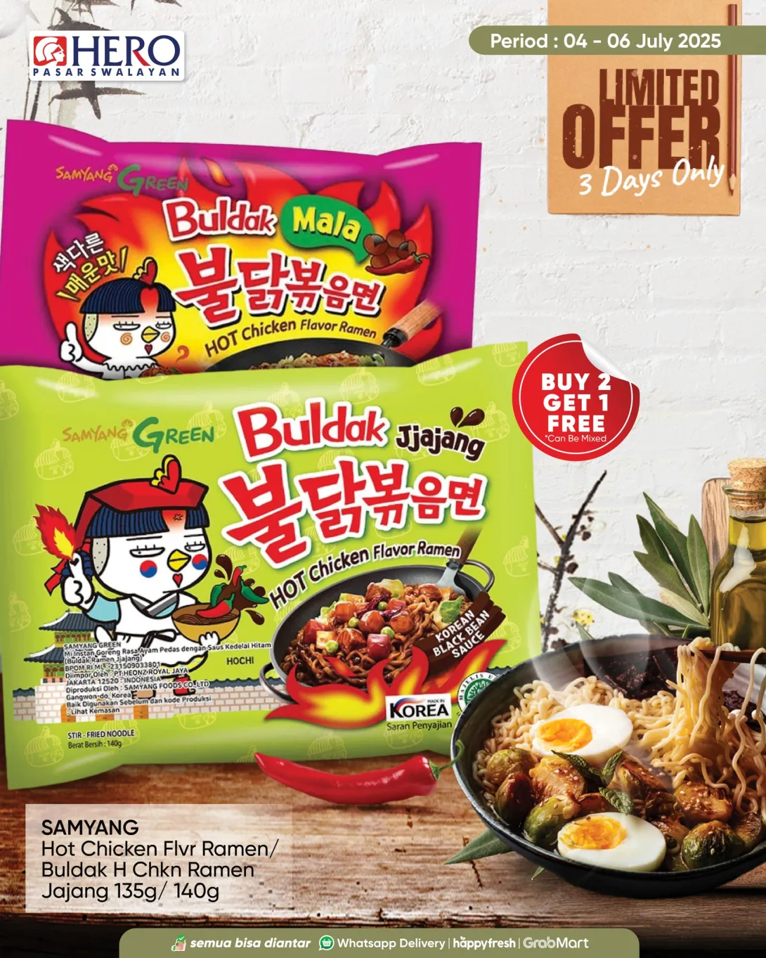 Promo Terbaru JSM Hero Supermarket 4 Juli – 6 Juli 2025 Promo Mie & Pasta Terbaru di Hero Supermarket! Dapatkan penawaran spesial hanya sampai 6 Juli 2025 – belanja hemat produk favorit Anda mulai dari La Fonte Spaghetti, Tropicana Slim Shirataki, hingga Nongshim dan Samyang Ramen Korea.